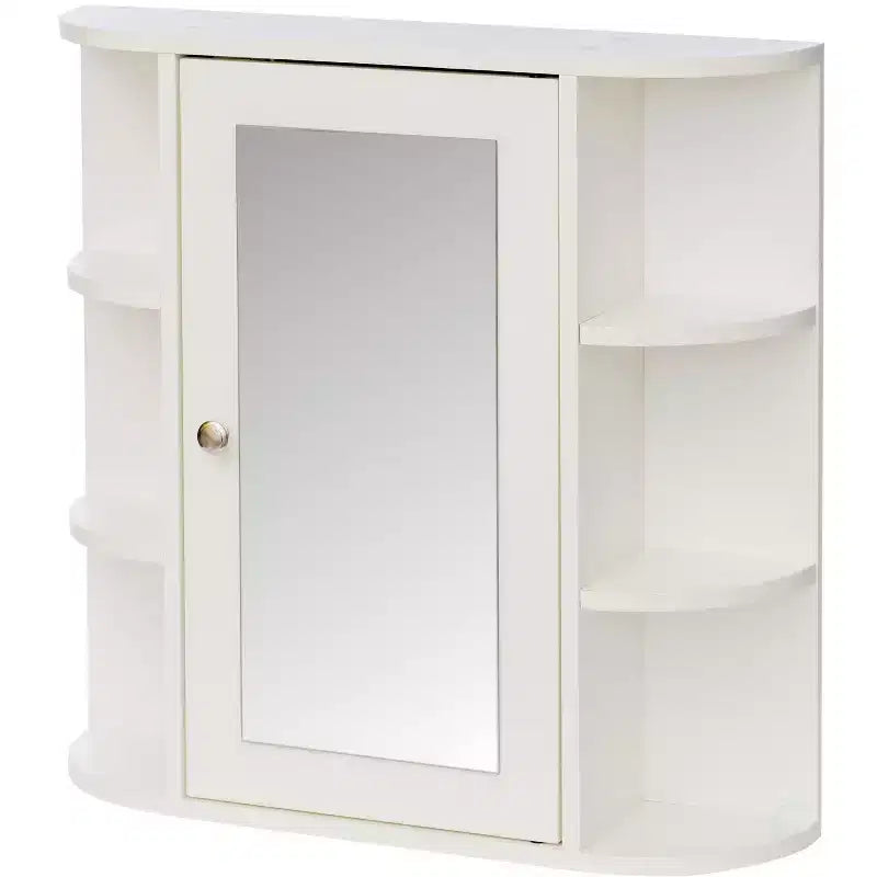 Armoire à pharmacie murale blanche avec porte miroir, 10 étagères