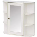 Armoire à pharmacie murale blanche avec porte miroir, 10 étagères