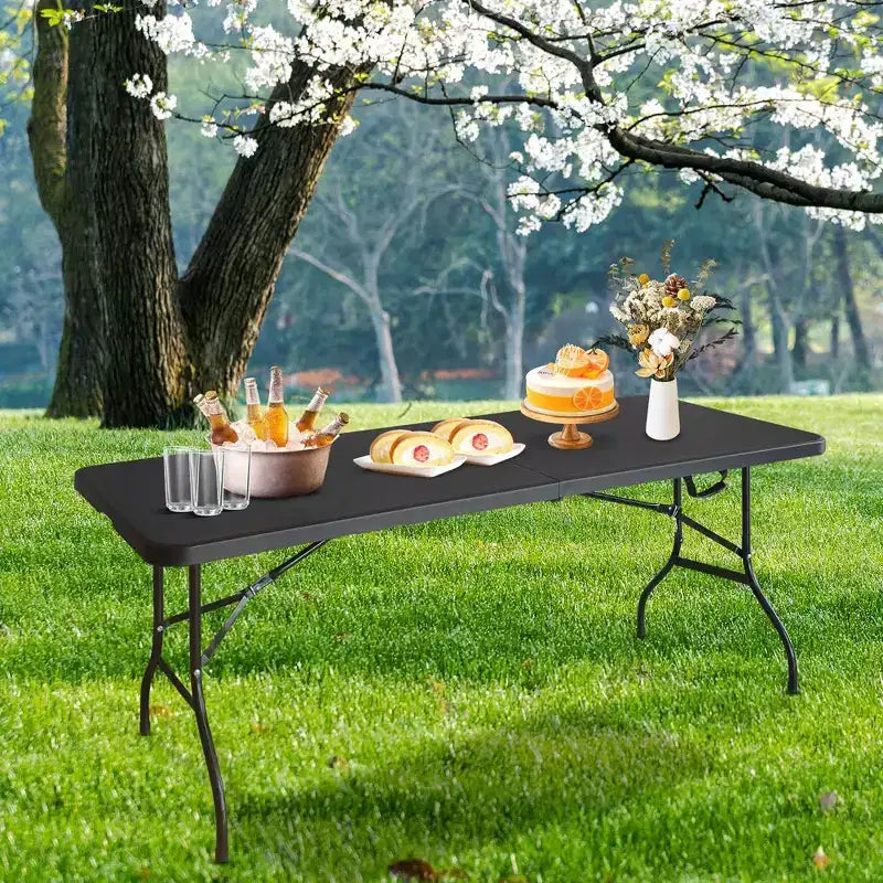 Table pliante noire réglable en hauteur, 1 personne, 1,8 m