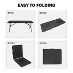 Table pliante noire réglable en hauteur, 1 personne, 1,8 m