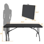 Table pliante noire réglable en hauteur, 1 personne, 1,8 m