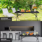 Table pliante noire réglable en hauteur, 1 personne, 1,8 m