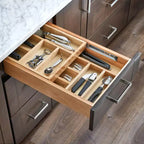 Organisateur de tiroir coulissant en bois avec coulisses à fermeture amortie, érable naturel, 1 tiroir, simple