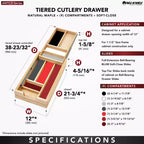 Organisateur de tiroir coulissant en bois avec coulisses à fermeture amortie, érable naturel, 1 tiroir, simple