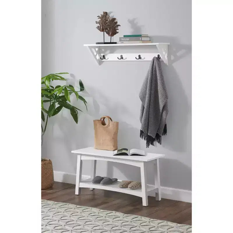 Meuble d'entrée avec banc et 4 patères – Ensemble 2 pièces