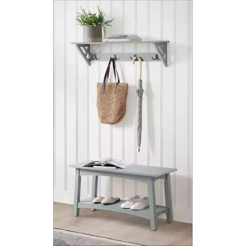 Meuble d'entrée avec banc et 4 patères – Ensemble 2 pièces