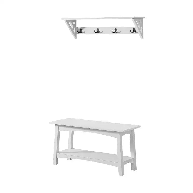 Meuble d'entrée avec banc et 4 patères – Ensemble 2 pièces