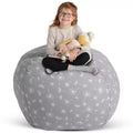 Creative QT Stuff 'n Sit Large 33'' Bean Bag Storage Cover for Stuffed Animals & Toys - Gray Dandelion Print - Toddler & Kids