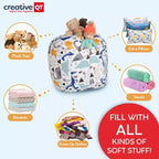 Housse de rangement pouf rayé gris et blanc – 1 place, enfants