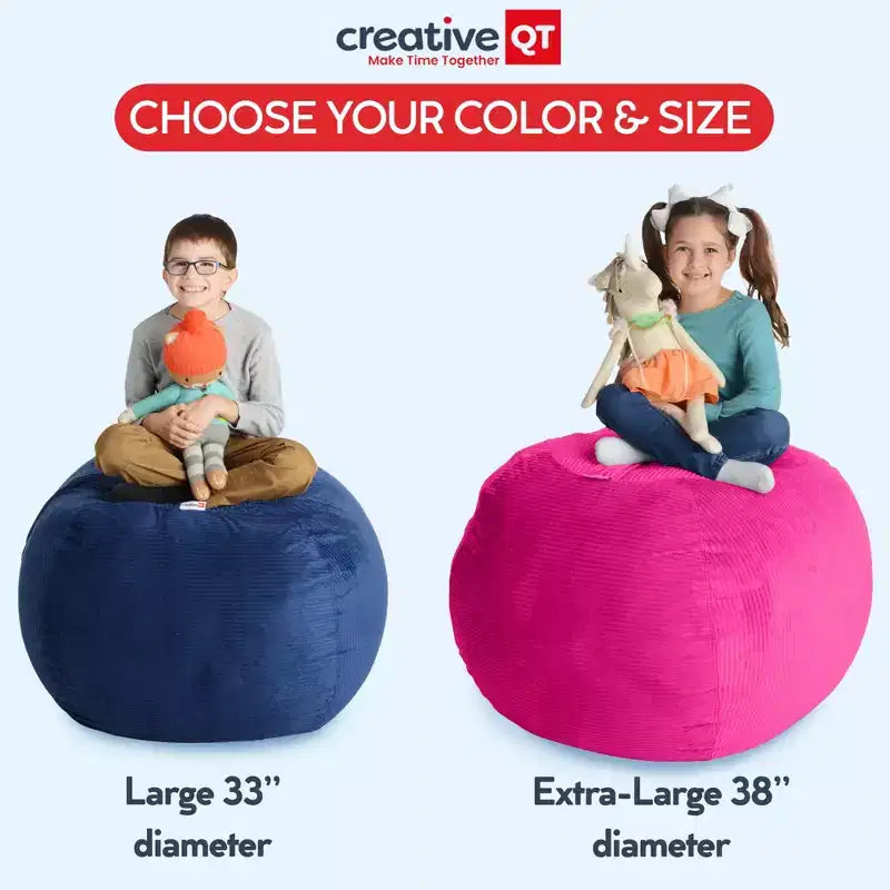 Housse de rangement pouf rayé gris et blanc – 1 place, enfants