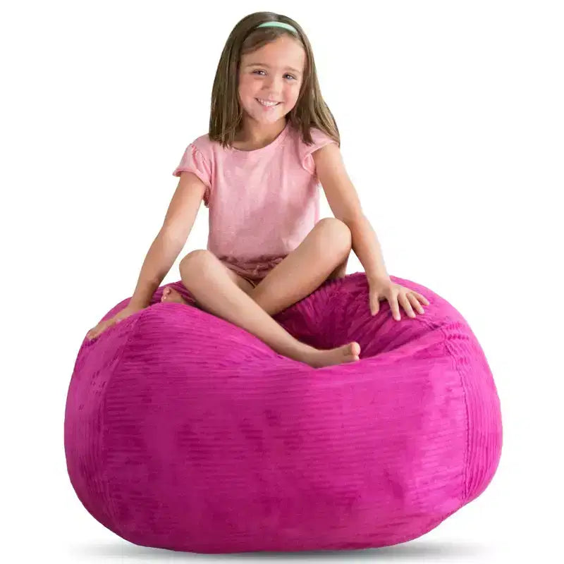 CreativeQT Stuff n Sit XL 38 Bean Bag Storage Cover for Stuffed Toys, Great as Bedroom Organizer or Chair, Hot Pink Corduroy