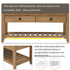 Banc de rangement capitonné 1 personne avec tiroirs Espresso / Pin ancien