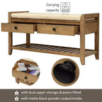Banc de rangement capitonné 1 personne avec tiroirs Espresso / Pin ancien