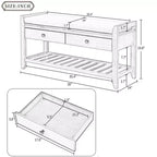 Banc de rangement capitonné 1 personne avec tiroirs Espresso / Pin ancien