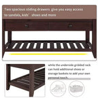 Banc de rangement capitonné 1 personne avec tiroirs Espresso / Pin ancien