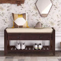 Banc de rangement capitonné 1 personne avec tiroirs Espresso / Pin ancien