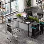 Bureau d'angle noir, 60"×23", individuel