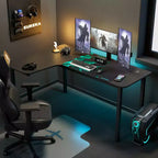 Bureau d'angle noir, 60"×23", individuel