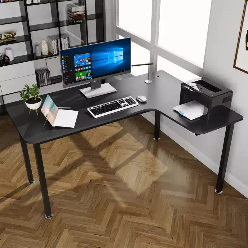 Bureau d'angle noir, 60"×23", individuel