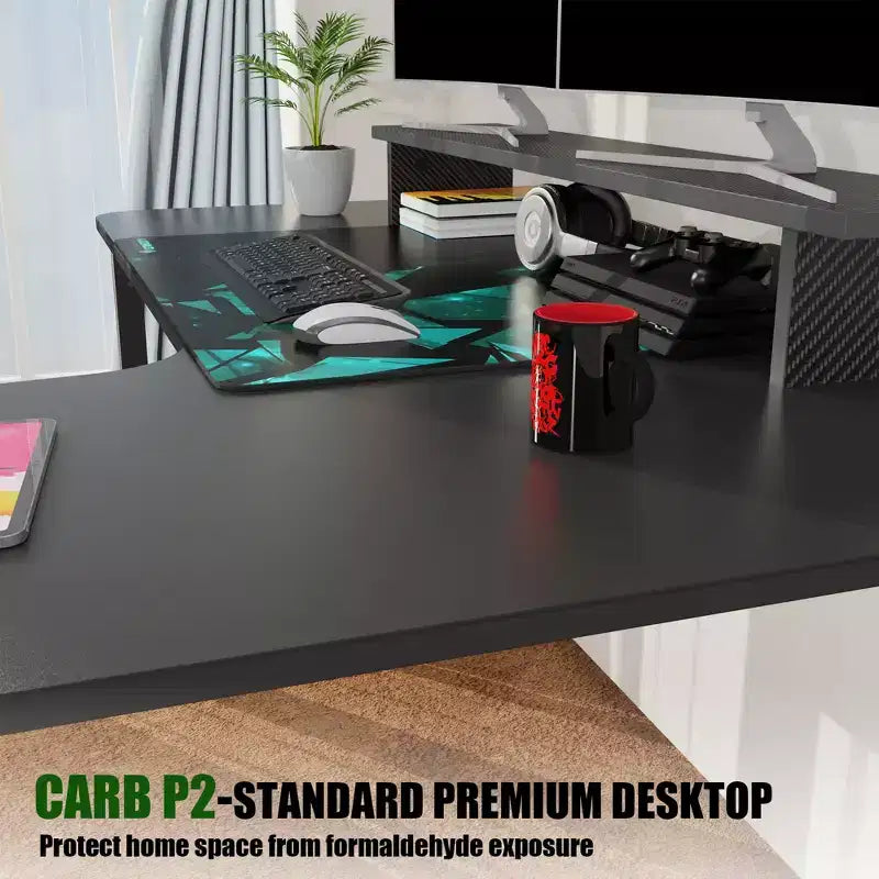 Bureau d'angle noir, 60"×23", individuel