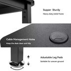 Bureau d'angle noir, 60"×23", individuel