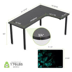 Bureau d'angle noir, 60"×23", individuel