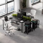 Bureau d'angle noir, 60"×23", individuel