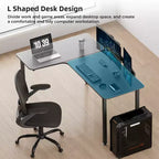 Bureau d'angle noir, 60"×23", individuel