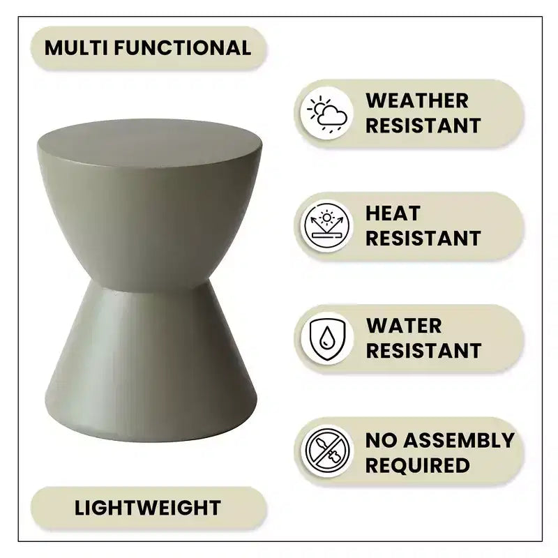 Table d'appoint sablier, noir / gris mousse / blanc, fibre de verre