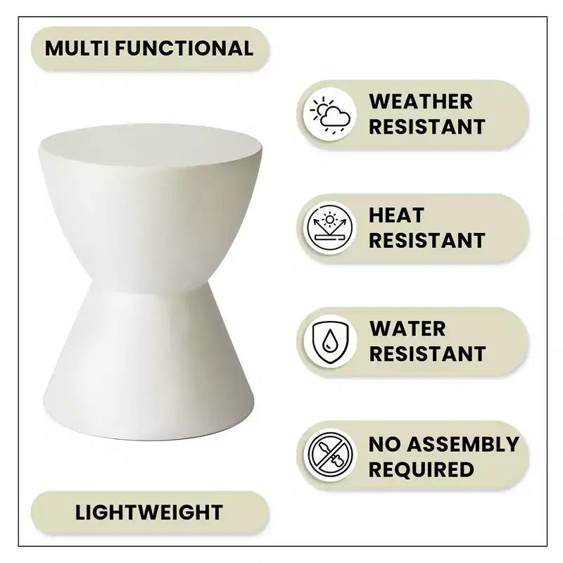 Table d'appoint sablier, noir / gris mousse / blanc, fibre de verre