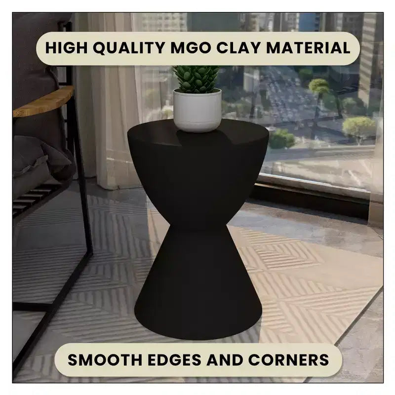 Table d'appoint sablier, noir / gris mousse / blanc, fibre de verre