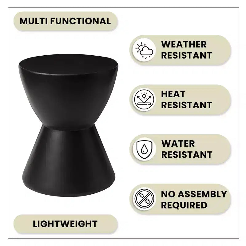 Table d'appoint sablier, noir / gris mousse / blanc, fibre de verre