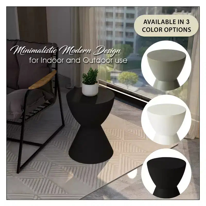Table d'appoint sablier, noir / gris mousse / blanc, fibre de verre