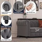 Causeuse Chesterfield en velours gris, 2 places