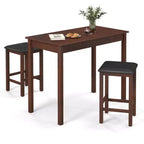 Ensemble table de bar mange-debout marron et noir / blanc et gris avec 2 tabourets rembourrés, 2 places