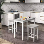 Ensemble table de bar mange-debout marron et noir / blanc et gris avec 2 tabourets rembourrés, 2 places