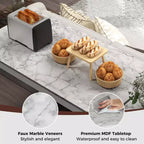 Ensemble table de bar mange-debout marron et noir / blanc et gris avec 2 tabourets rembourrés, 2 places