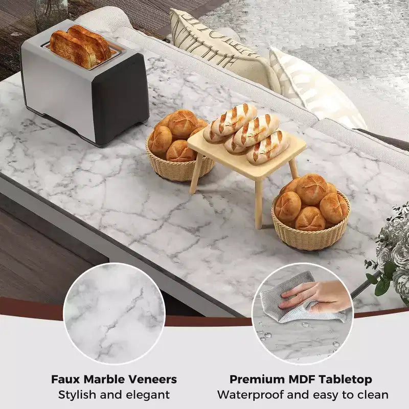 Ensemble table de bar mange-debout marron et noir / blanc et gris avec 2 tabourets rembourrés, 2 places