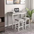 Ensemble table de bar mange-debout marron et noir / blanc et gris avec 2 tabourets rembourrés, 2 places
