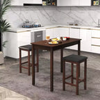 Ensemble table de bar mange-debout marron et noir / blanc et gris avec 2 tabourets rembourrés, 2 places