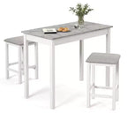 Ensemble table de bar mange-debout marron et noir / blanc et gris avec 2 tabourets rembourrés, 2 places