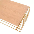 Table basse rectangulaire, noir / or / blanc, plateau en placage de bois et piètement en fil d'acier, 1 pièce