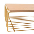 Table basse rectangulaire, noir / or / blanc, plateau en placage de bois et piètement en fil d'acier, 1 pièce