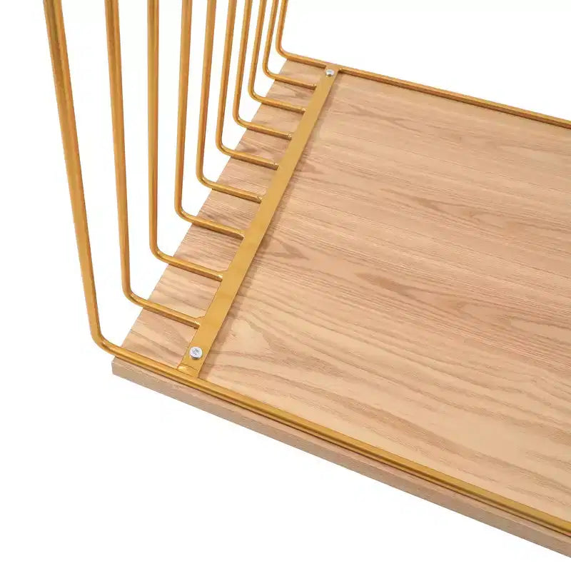 Table basse rectangulaire, noir / or / blanc, plateau en placage de bois et piètement en fil d'acier, 1 pièce