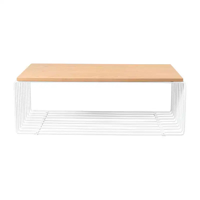 Table basse rectangulaire, noir / or / blanc, plateau en placage de bois et piètement en fil d'acier, 1 pièce