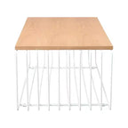 Table basse rectangulaire, noir / or / blanc, plateau en placage de bois et piètement en fil d'acier, 1 pièce