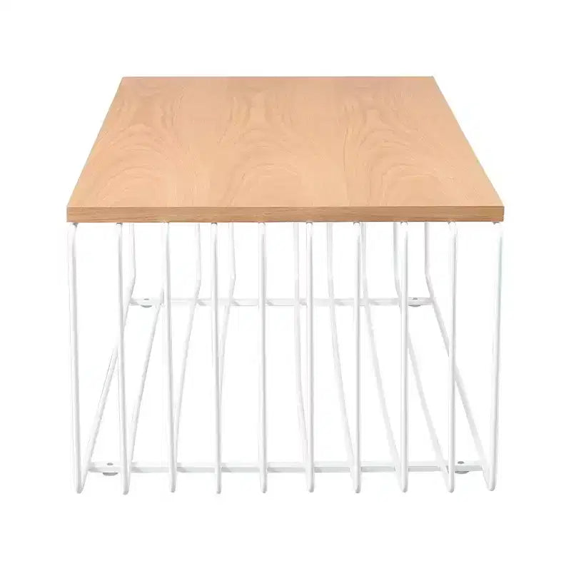 Table basse rectangulaire, noir / or / blanc, plateau en placage de bois et piètement en fil d'acier, 1 pièce