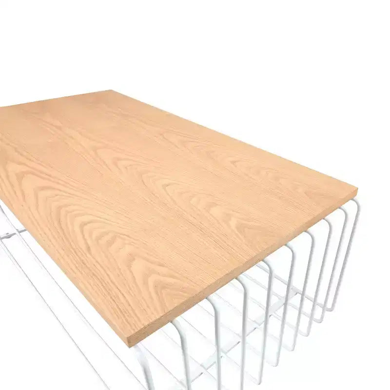 Table basse rectangulaire, noir / or / blanc, plateau en placage de bois et piètement en fil d'acier, 1 pièce