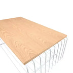 Table basse rectangulaire, noir / or / blanc, plateau en placage de bois et piètement en fil d'acier, 1 pièce