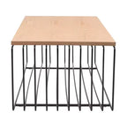 Table basse rectangulaire, noir / or / blanc, plateau en placage de bois et piètement en fil d'acier, 1 pièce